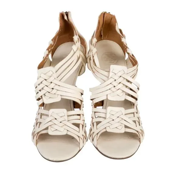 Tory Burch Leather Strappy Sandals White Size9.5 - Picture 3 of 5